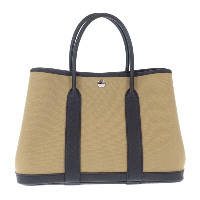 エルメス HERMES ガーデンパーティ TPM 30 W刻印 ハンドバッグ トワルミリタリー トレンチ ブラック レディース【中古】【Aランク】