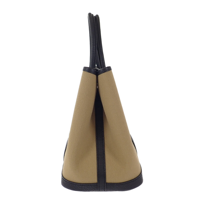 エルメス HERMES ガーデンパーティ TPM 30 W刻印 ハンドバッグ トワルミリタリー トレンチ ブラック レディース【中古】【Aランク】