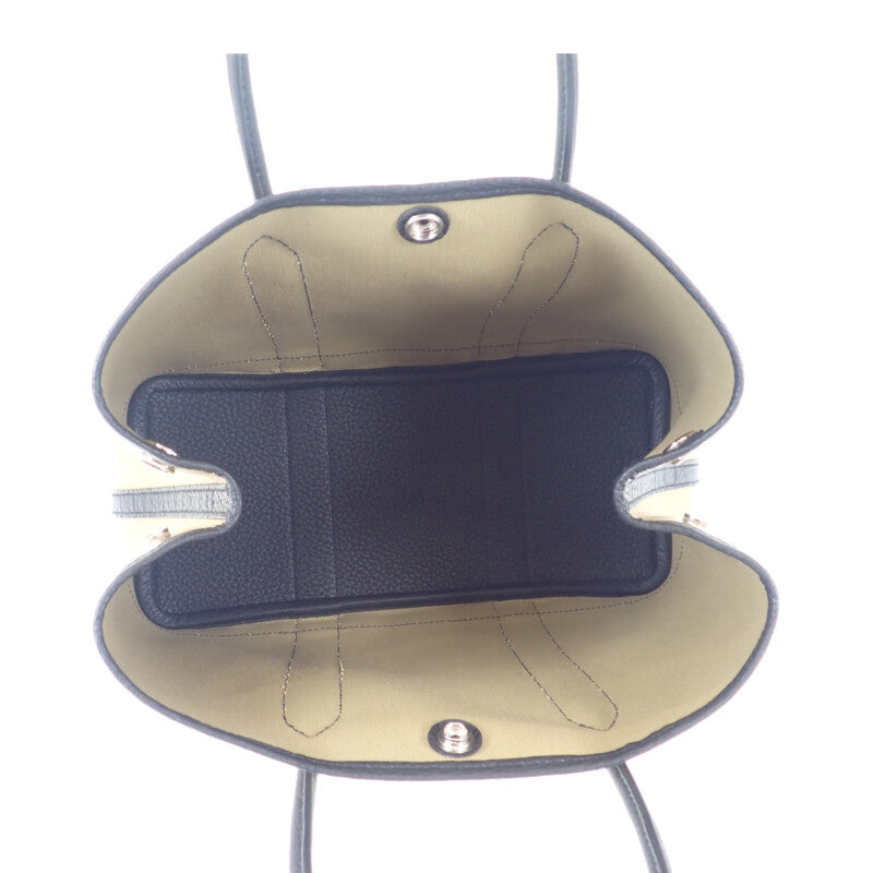 エルメス HERMES ガーデンパーティ TPM 30 W刻印 ハンドバッグ トワルミリタリー トレンチ ブラック レディース【中古】【Aランク】