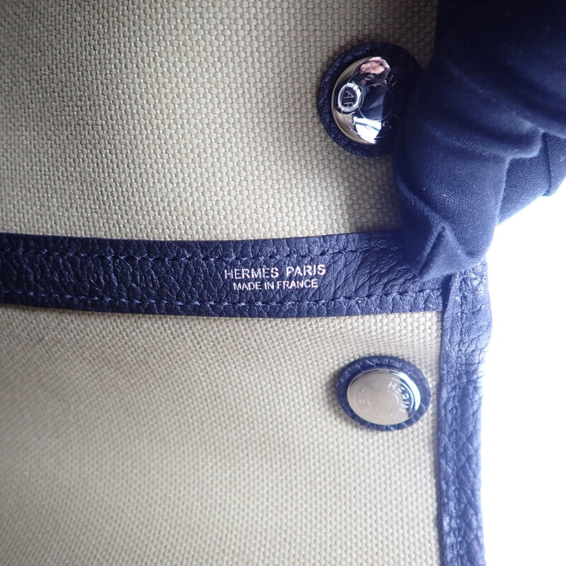 エルメス HERMES ガーデンパーティ TPM 30 W刻印 ハンドバッグ トワルミリタリー トレンチ ブラック レディース【中古】【Aランク】