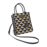 プラダ PRADA シンボル エンブロダイリー ミニバッグ 1BA3552FKLF0Y30 2WAYバッグ ショルダーバッグ ポリエステル サフィアーノ ブラック ベージュ レディース【中古】【Aランク】