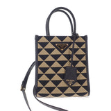 プラダ PRADA シンボル エンブロダイリー ミニバッグ 1BA3552FKLF0Y30 2WAYバッグ ショルダーバッグ ポリエステル サフィアーノ ブラック ベージュ レディース【中古】【Aランク】