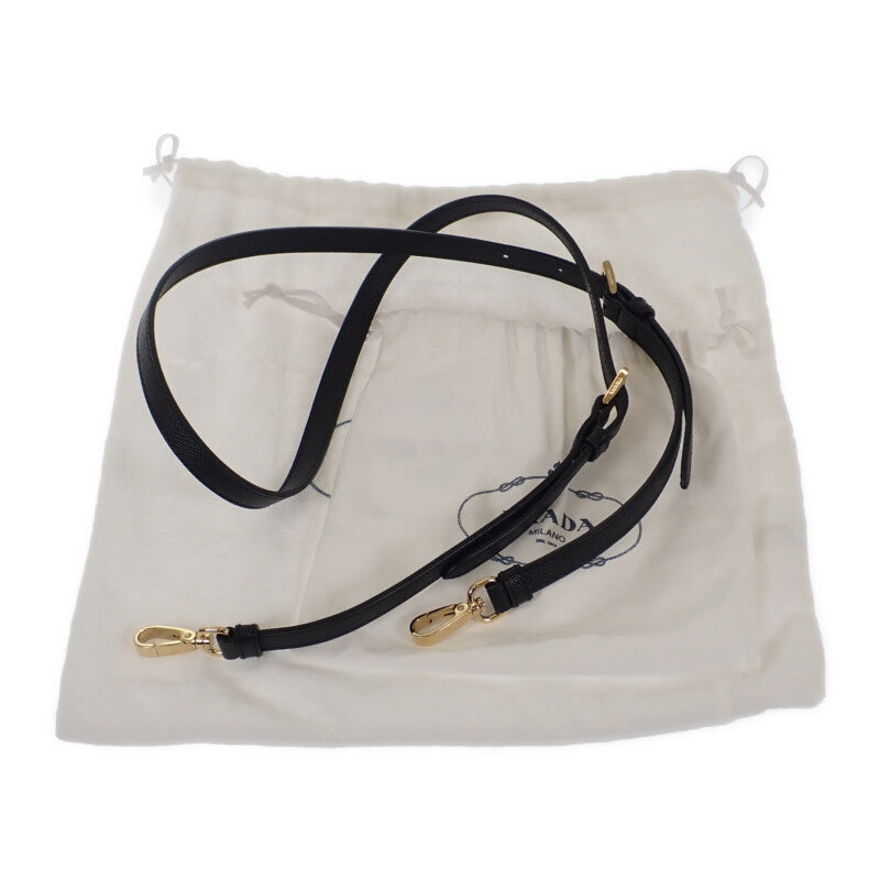 PRADA 普拉達 Symbol 刺繡迷你包 1BA3552FKLF0Y30 兩用包 肩背包 聚酯纖維 Saffiano 黑色 米色 女款【中古】【A級品】