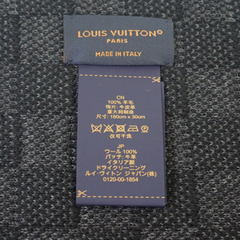 ルイヴィトン LOUIS VUITTON マフラー・ネオ プティ ダミエ M77988 マフラー ウール ブラック メンズ【中古】【Aランク】