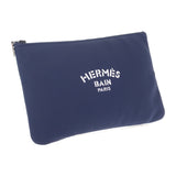 【中古】エルメス HERMES トゥルースフラット MM ネオバン ポーチ ナイロン ポリウレタン ネイビー レディース【ABランク】