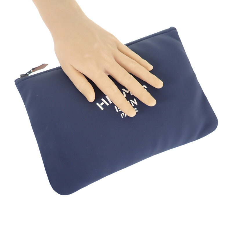 エルメス HERMES トゥルースフラット MM ネオバン ポーチ ナイロン ポリウレタン ネイビー レディース【中古】【ABランク】