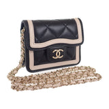 シャネル CHANEL ミニ マトラッセチェーン クラッチ AP3560 ショルダーバッグ ラムスキン ブラック ベージュ ゴールド金具 レディース【中古】【Aランク】