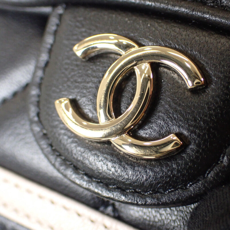 シャネル CHANEL ミニ マトラッセチェーン クラッチ AP3560 ショルダーバッグ ラムスキン ブラック ベージュ ゴールド金具 レディース【中古】【Aランク】