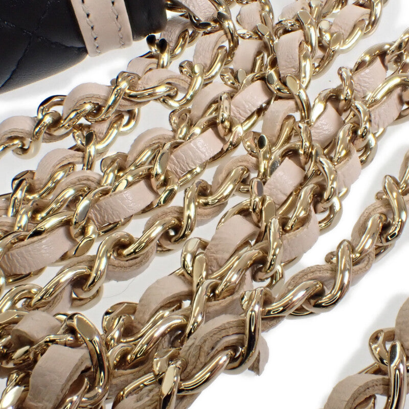 シャネル CHANEL ミニ マトラッセチェーン クラッチ AP3560 ショルダーバッグ ラムスキン ブラック ベージュ ゴールド金具 レディース【中古】【Aランク】