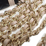 シャネル CHANEL ミニ マトラッセチェーン クラッチ AP3560 ショルダーバッグ ラムスキン ブラック ベージュ ゴールド金具 レディース【中古】【Aランク】