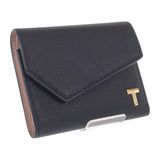 ティファニー TIFFANY&Co. Tウォレット 71935299 三つ折り財布 レザー ブラック ピンク ゴールド金具 レディース【中古】【Aランク】