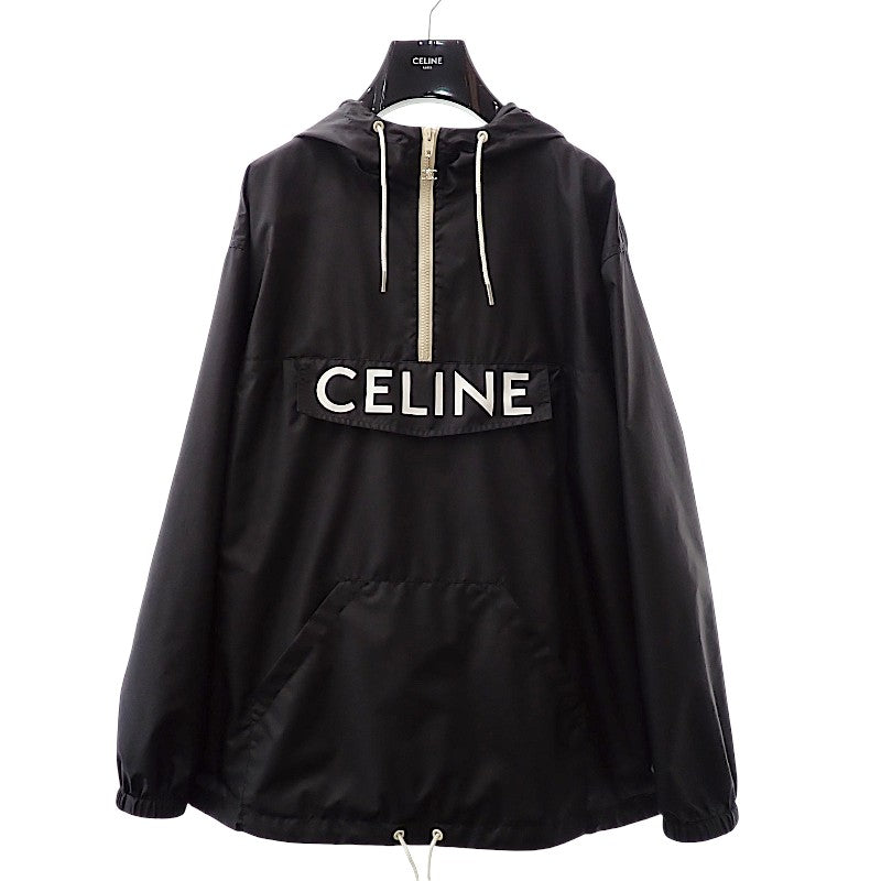 セリーヌ CELINE フロントロゴ アノラックパーカー 2W531495M.38NO マウンテンパーカー ナイロン ブラック 46 メンズ【中古】【ABランク】