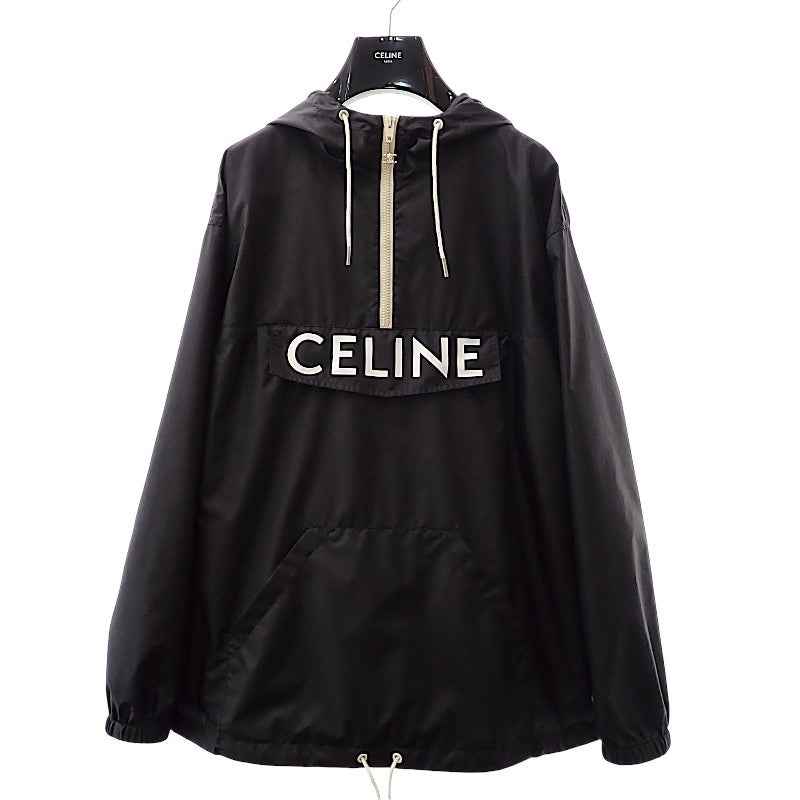 セリーヌ CELINE フロントロゴ アノラックパーカー 2W531495M.38NO マウンテンパーカー ナイロン ブラック 46 メンズ【中古】【ABランク】