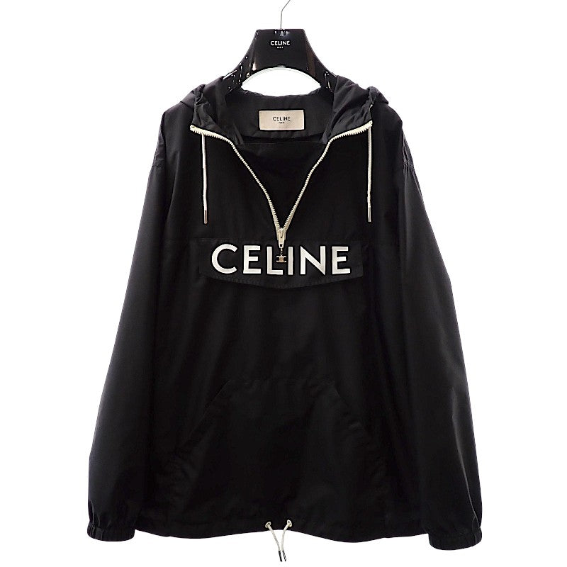 セリーヌ CELINE フロントロゴ アノラックパーカー 2W531495M.38NO マウンテンパーカー ナイロン ブラック 46 メンズ【中古】【ABランク】