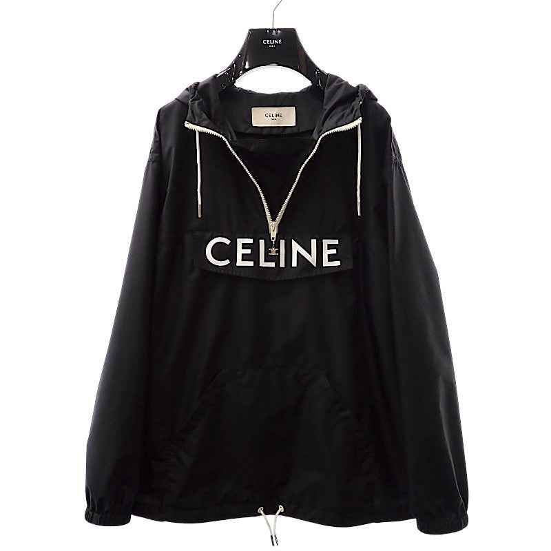 セリーヌ CELINE フロントロゴ アノラックパーカー 2W531495M.38NO マウンテンパーカー ナイロン ブラック 46 メンズ【中古】【ABランク】