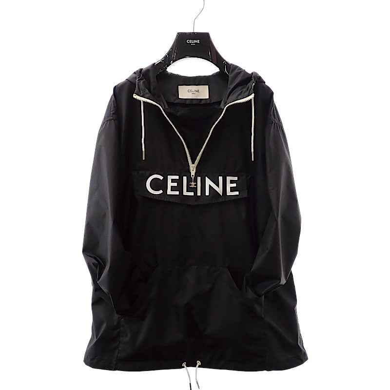 セリーヌ CELINE フロントロゴ アノラックパーカー 2W531495M.38NO マウンテンパーカー ナイロン ブラック 46 メンズ【中古】【ABランク】
