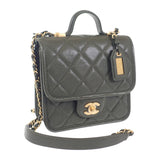 シャネル CHANEL スモール トップハンドル フラップ AS3652 2WAYバッグ ショルダーバッグ キャビアスキン カーキ ゴールド金具 レディース【中古】【Aランク】
