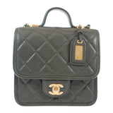 シャネル CHANEL スモール トップハンドル フラップ AS3652 2WAYバッグ ショルダーバッグ キャビアスキン カーキ ゴールド金具 レディース【中古】【Aランク】