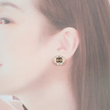 【中古】シャネル CHANEL サークル ココマーク ABC998 ピアス GP ホワイト ブラック B24P刻印 レディース【Aランク】