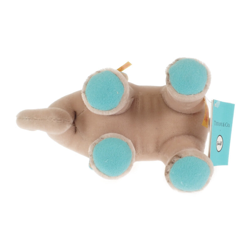 ティファニー TIFFANY&Co. シュタイフ Steiff ゾウ ぬいぐるみ 683800 その他雑貨 コットン モヘア ベージュ ブルー キッズ【中古】【SAランク】