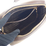 プラダ PRADA ロゴ ジャガードショルダー 1BH089_UCW_F0B16 ショルダーバッグ キャンバス レザー ベージュ ブラウン ゴールド金具 レディース【中古】【Aランク】