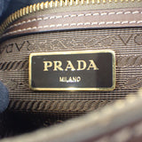 プラダ PRADA ロゴ ジャガードショルダー 1BH089_UCW_F0B16 ショルダーバッグ キャンバス レザー ベージュ ブラウン ゴールド金具 レディース【中古】【Aランク】