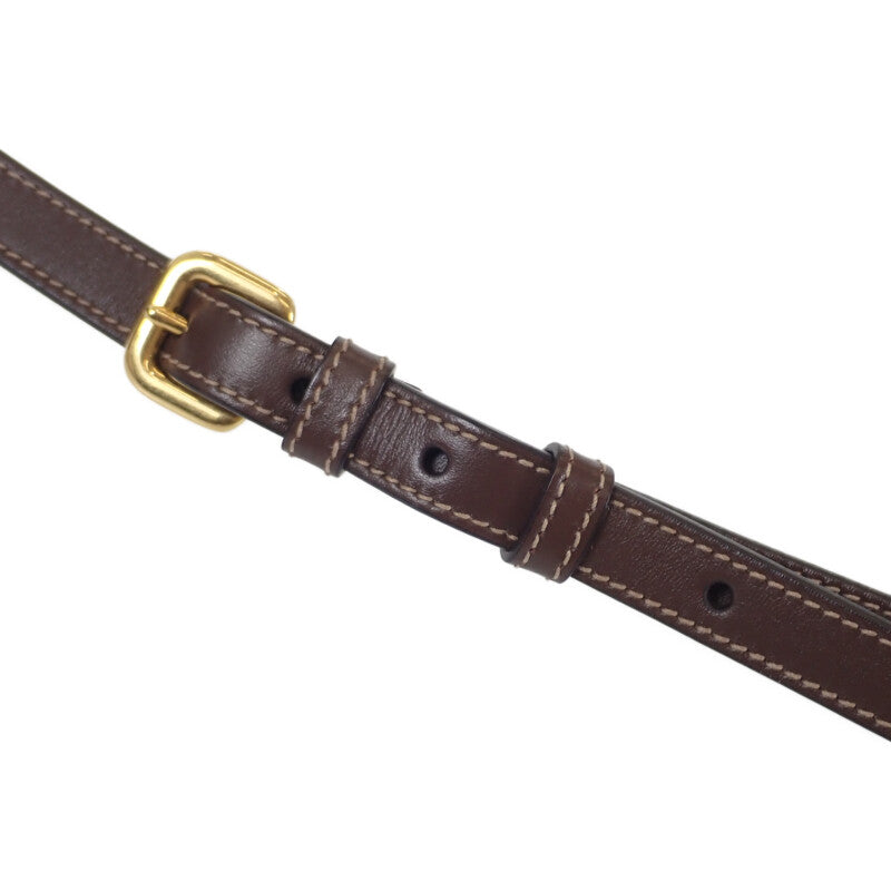 プラダ PRADA ロゴ ジャガードショルダー 1BH089_UCW_F0B16 ショルダーバッグ キャンバス レザー ベージュ ブラウン ゴールド金具 レディース【中古】【Aランク】