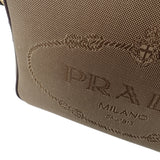 プラダ PRADA ロゴ ジャガードショルダー 1BH089_UCW_F0B16 ショルダーバッグ キャンバス レザー ベージュ ブラウン ゴールド金具 レディース【中古】【Aランク】