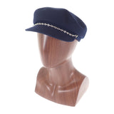 エルメス HERMES シェーヌダンクル 帽子 58 キャスケット カシミヤ ネイビー シルバー金具 レディース【中古】【Aランク】