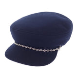 エルメス HERMES シェーヌダンクル 帽子 58 キャスケット カシミヤ ネイビー シルバー金具 レディース【中古】【Aランク】