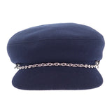 エルメス HERMES シェーヌダンクル 帽子 58 キャスケット カシミヤ ネイビー シルバー金具 レディース【中古】【Aランク】