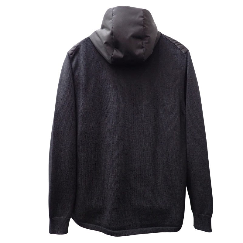 プラダ PRADA ニット切替ジャケット Re-Nylon 中綿 54 UMG026 ブルゾン ウール ナイロン ポリエステル ブラック ブラック金具 メンズ【中古】【Aランク】