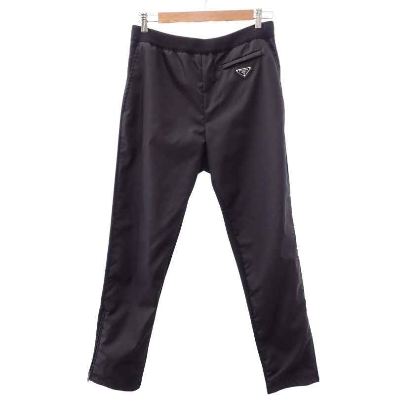 プラダ PRADA ニット切替 ナイロン 48 UMP67 パンツ ウール ナイロン ポリエステル ブラック ブラック金具 メンズ【中古】【ABランク】