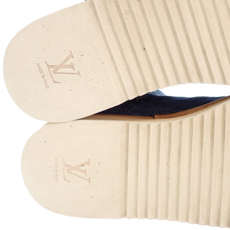 ルイヴィトン LOUIS VUITTON モノグラム デニム ムートンブーツ 1A81FH ブーツ モノグラムデニム ブルー ゴールド金具 メンズ【中古】【ABランク】