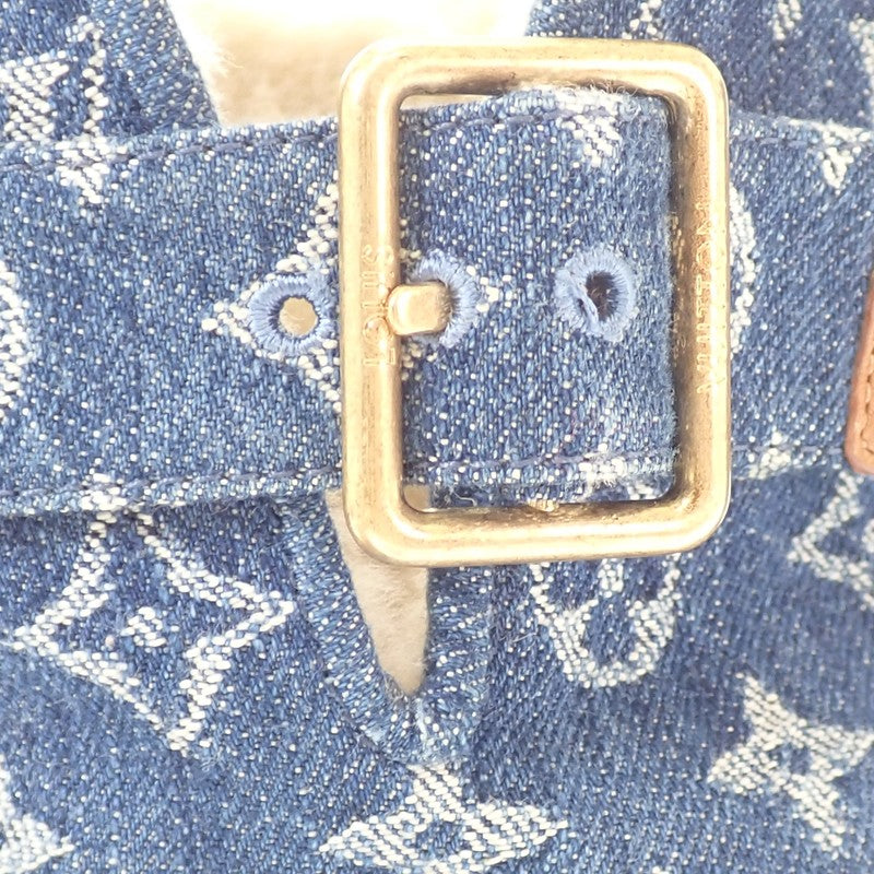 ルイヴィトン LOUIS VUITTON モノグラム デニム ムートンブーツ 1A81FH ブーツ モノグラムデニム ブルー ゴールド金具 メンズ【中古】【ABランク】