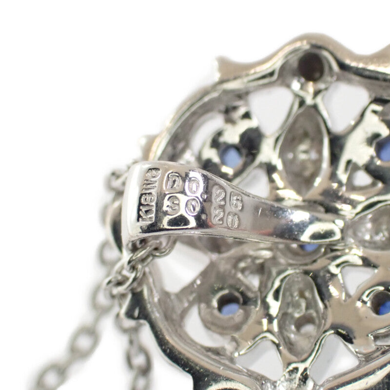 【中古】 K18WG デザインジュエリー キーモチーフ ネックレス K18ホワイトゴールド サファイア ダイヤモンド レディース【Aランク】