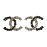 【中古】シャネル CHANEL ココマーク ピアス メタル クリスタル ブラック ゴールド B23K刻印 レディース【ABランク】
