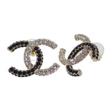 【中古】シャネル CHANEL ココマーク ピアス メタル クリスタル ブラック ゴールド B23K刻印 レディース【ABランク】