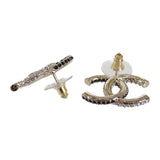 【中古】シャネル CHANEL ココマーク ピアス メタル クリスタル ブラック ゴールド B23K刻印 レディース【ABランク】