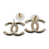 【中古】シャネル CHANEL ココマーク ピアス メタル クリスタル ブラック ゴールド B23K刻印 レディース【ABランク】