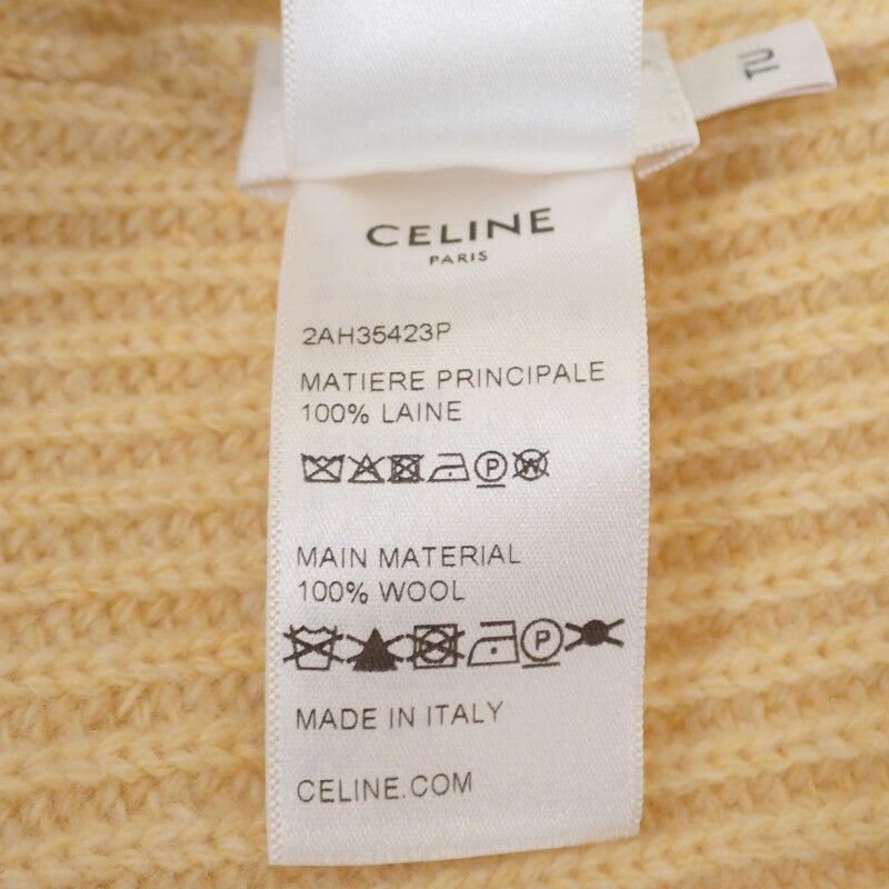 CELINE 思琳 羅紋標誌針織帽 2AH35423P 針織帽 羊毛 黃色 女士 男士【中古】【A級品】