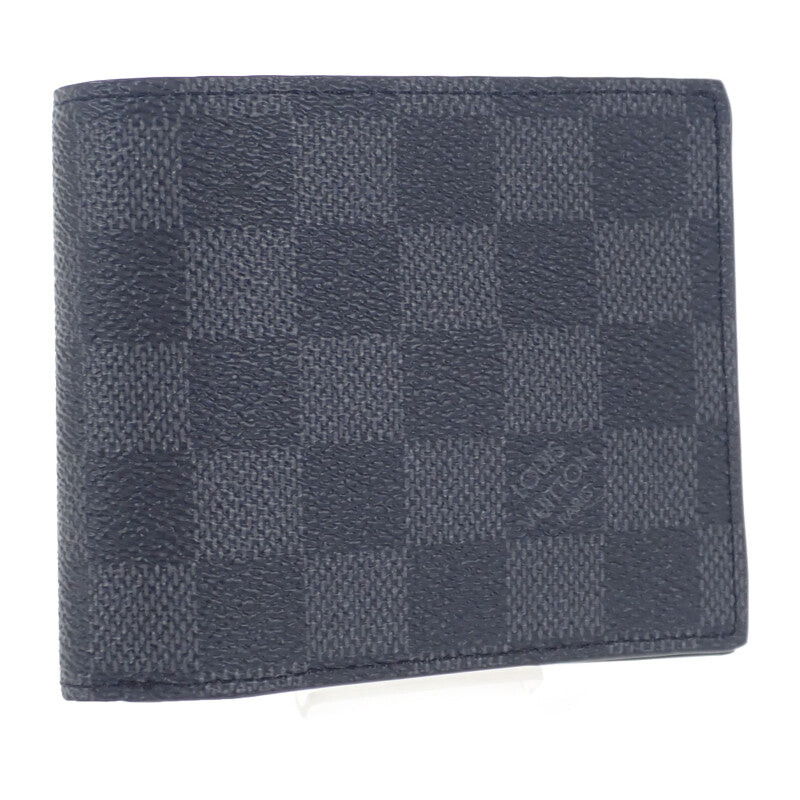 ルイヴィトン LOUIS VUITTON ポルトフォイユ・アメリゴNM N60053 ダミエグラフィット 二つ折り財布 ブラック メンズ【中古】【Sランク】