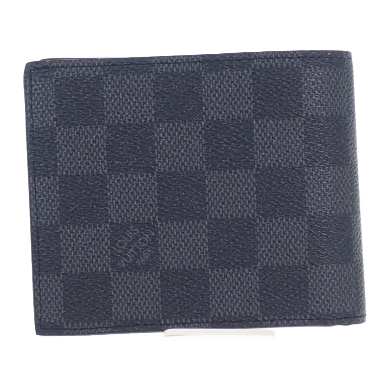 路易威登 LOUIS VUITTON Amerigo NM 對開錢包 N60053 Damier Graphite 兩折錢包 黑色 男士【二手】【S級】