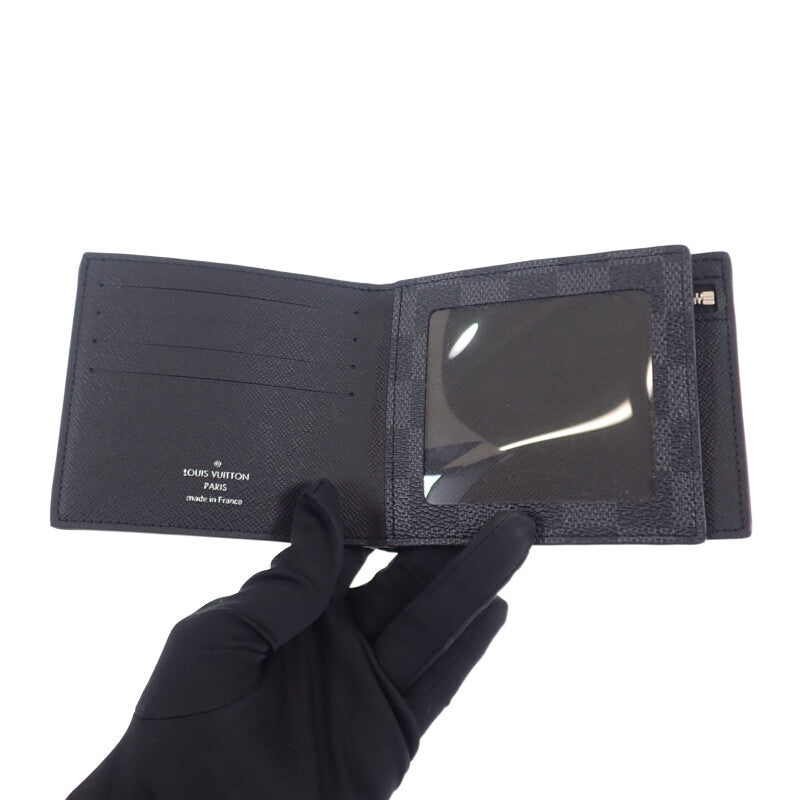 ルイヴィトン LOUIS VUITTON ポルトフォイユ・アメリゴNM N60053 ダミエグラフィット 二つ折り財布 ブラック メンズ【中古】【Sランク】