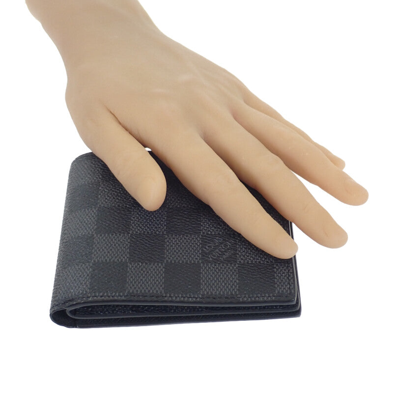 路易威登 LOUIS VUITTON Amerigo NM 對開錢包 N60053 Damier Graphite 兩折錢包 黑色 男士【二手】【S級】