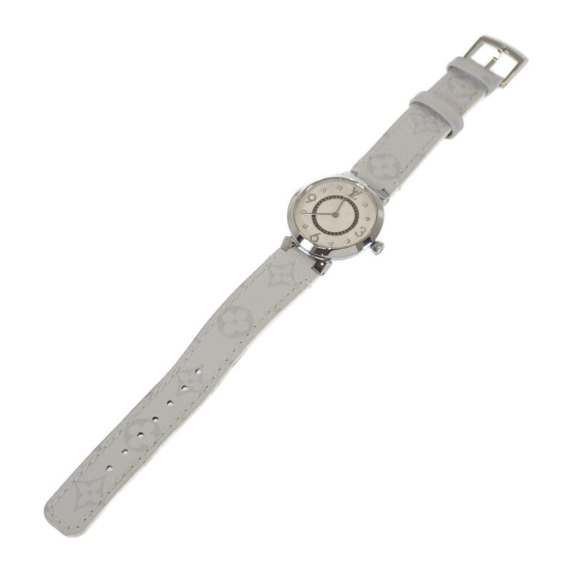 ルイヴィトン LOUIS VUITTON タンブール スリム Q12MGZ 腕時計 ステンレススチール レザー クオーツ ホワイト文字盤 レディース【中古】【ABランク】