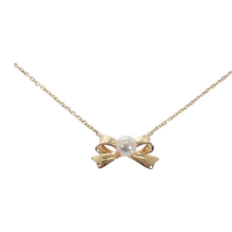 ミキモト MIKIMOTO リボンパールペンダント ネックレス K18イエローゴールド ゴールド レディース【中古】【Aランク】