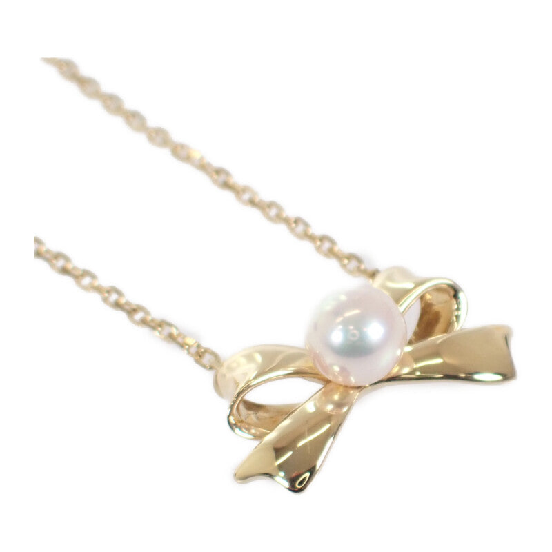 ミキモト MIKIMOTO リボンパールペンダント ネックレス K18イエローゴールド ゴールド レディース【中古】【Aランク】