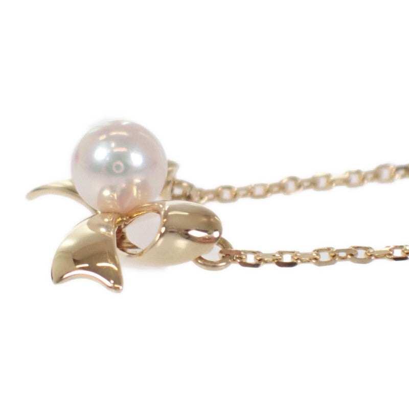 MIKIMOTO 御木本 蝴蝶結珍珠吊墜 項鍊 K18黃金 金色 女士【二手】【A級品】