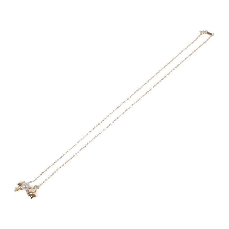 【中古】ミキモト MIKIMOTO リボンパールペンダント ネックレス K18イエローゴールド レディース【Aランク】